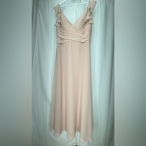 B12 Jasmine Bridesmaid Long Dress shell pink Size 16 Sleeveless v neck - Picture 3 of 12
